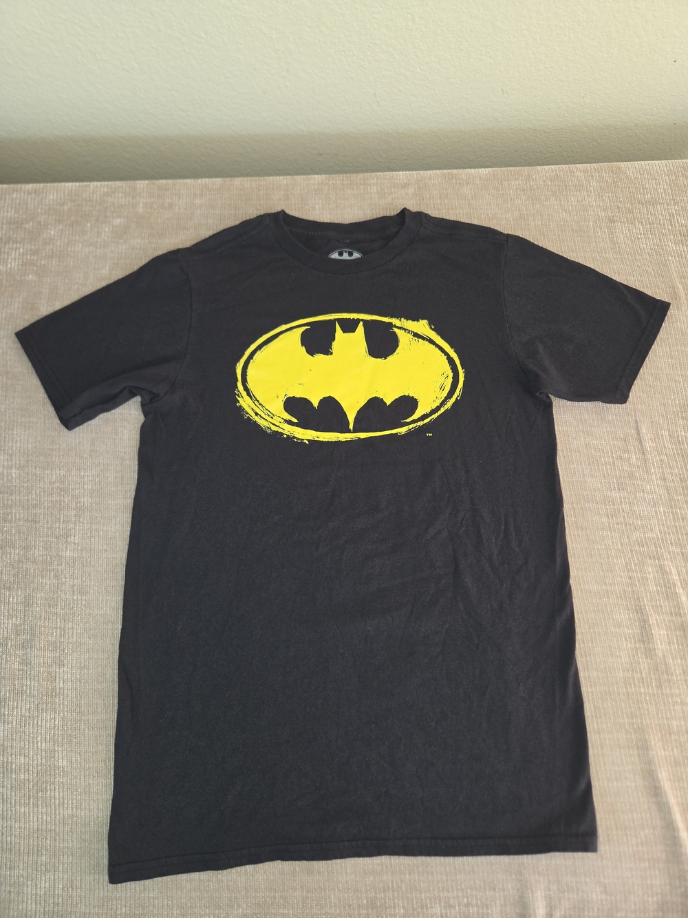 DC Black Tee with Yellow Batman Logo Kid's Size XL